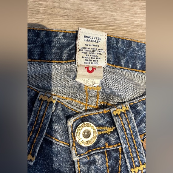 Vintage True Religion Jeans Snap Pocket Low Rise No Stretch Sz 26 Light Blue USA - Picture 11 of 12
